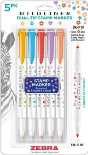 Mildliner Stamp Highlighter 5pk Assorted