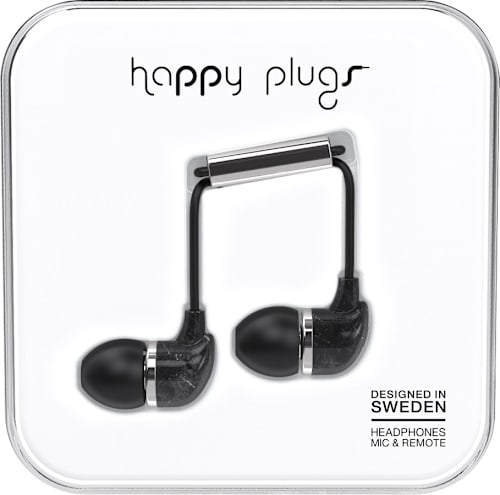 Happy Plugs In-Ear Earbuds with Mic - Black Marble - ONLINE ONLY