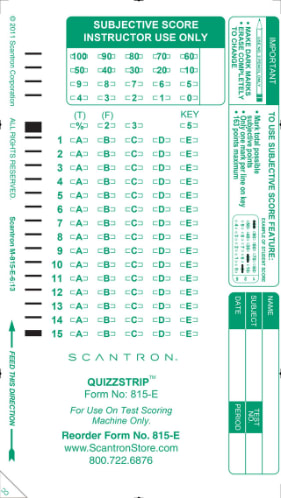 SCANTRON 10CT BAG 15Q/5C ALPHA