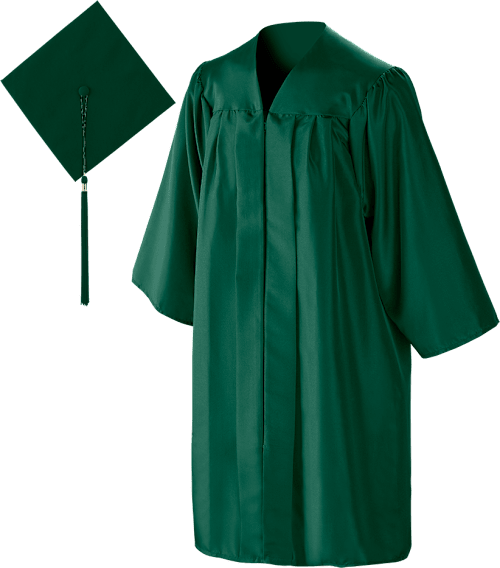 Cap, Gown, and Tassel Graduation Set Dark Green