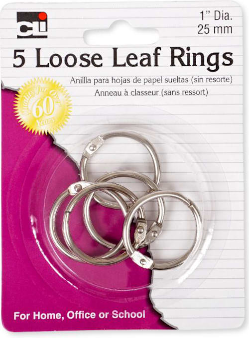LOOSELEAF RINGS 1IN 5PK