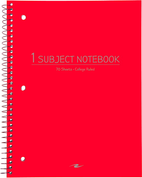 NOTEBK 10.5x8 70SH 1SUB RED
