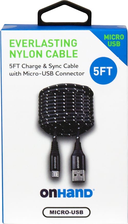 OnHand Charging CBL 5ft BP USB-A to Micro USB, Black - ONLINE ONLY