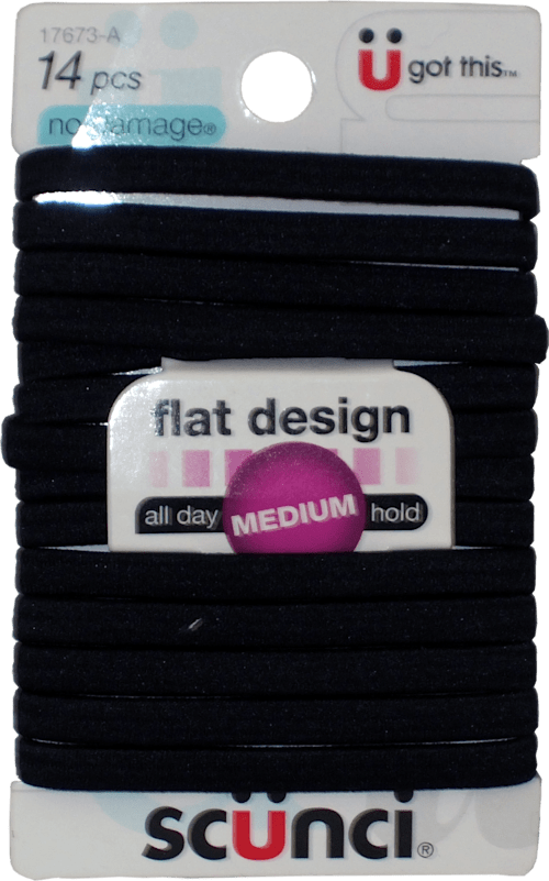 PONYTAIL HOLDER 14CT BLK FLAT EL